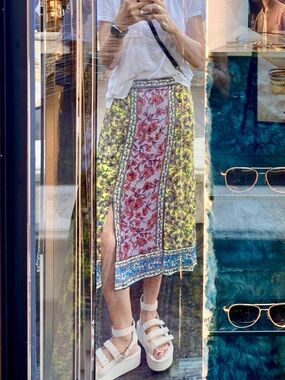 Alice + Olivia Athena ditsy floral slit midi skirt bold Sz 4